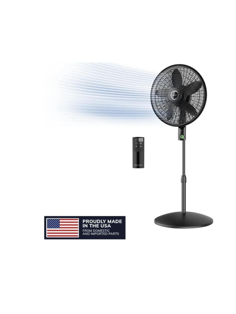 Lasko 18” WhisperForce DC Pedestal Fan 12-Speed Oscillating Remote S18708